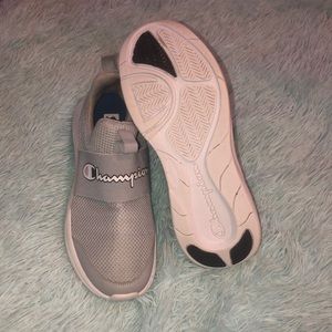 Size 9.5 all grey CHAMPION , slip on . NO Laces